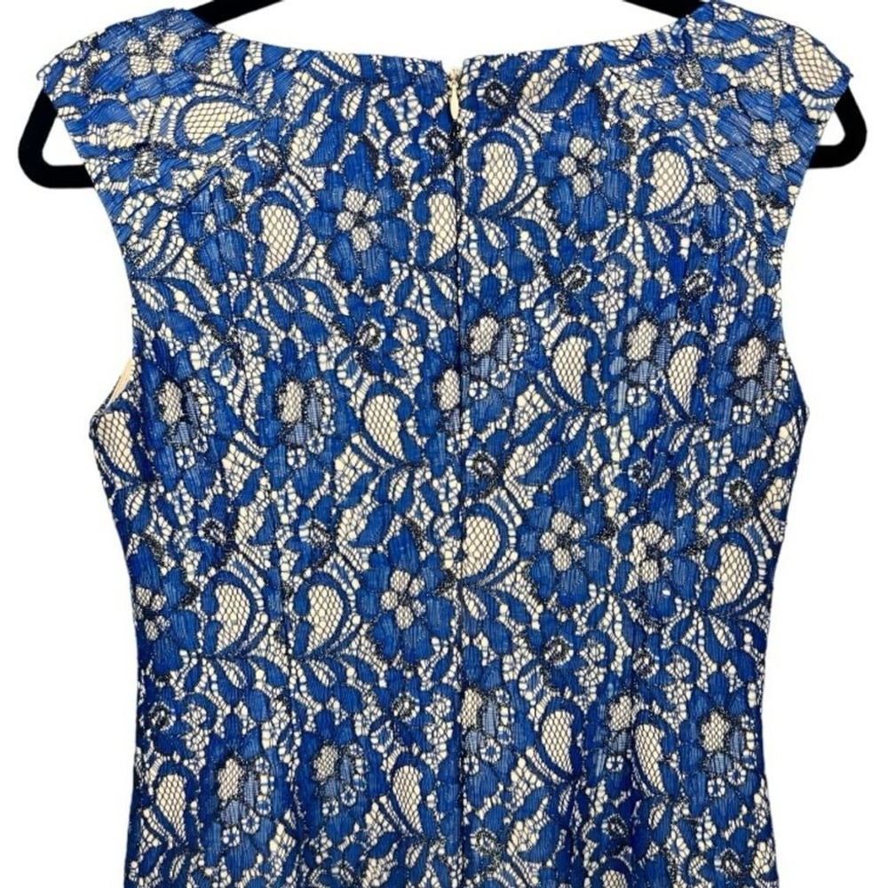 Adrianna Papell Women's Blue Floral Lace Sleeveless Sheath Dress Size 4 Cocktail - Picture 5 of 10
